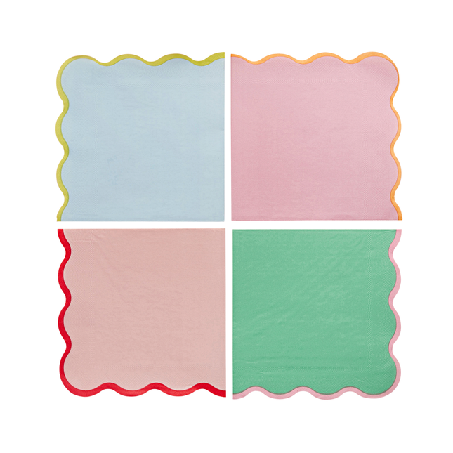 pastel servetten met gekleurde ribbelrand