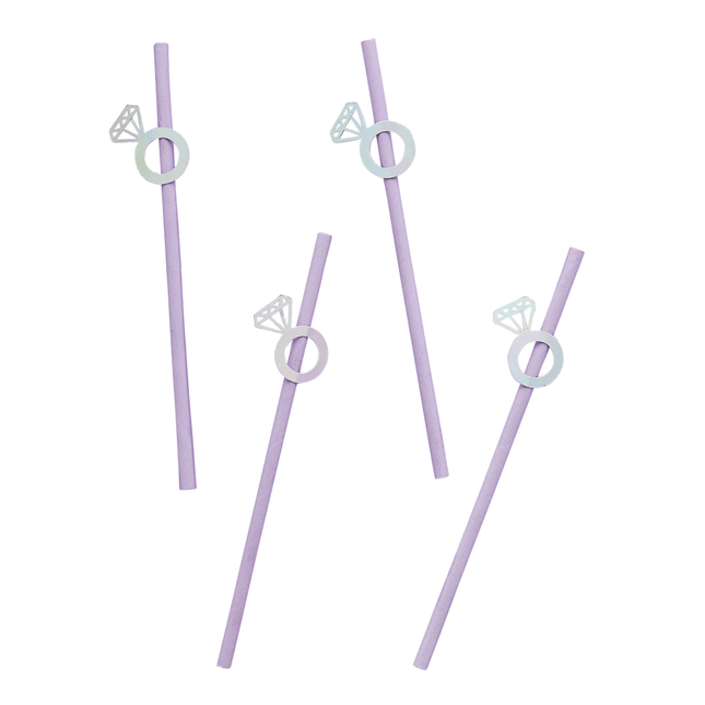 Paarse rietjes met diamanten ringetjes