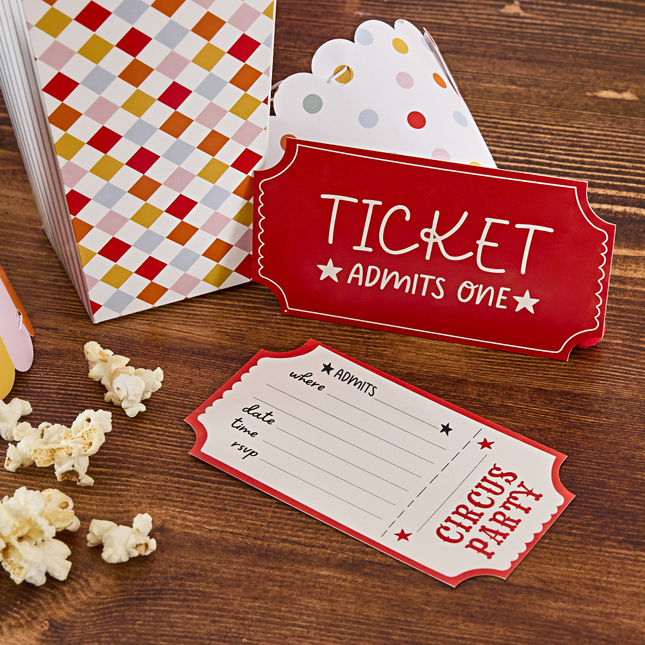 uitnodigiing ticket circus feestje
