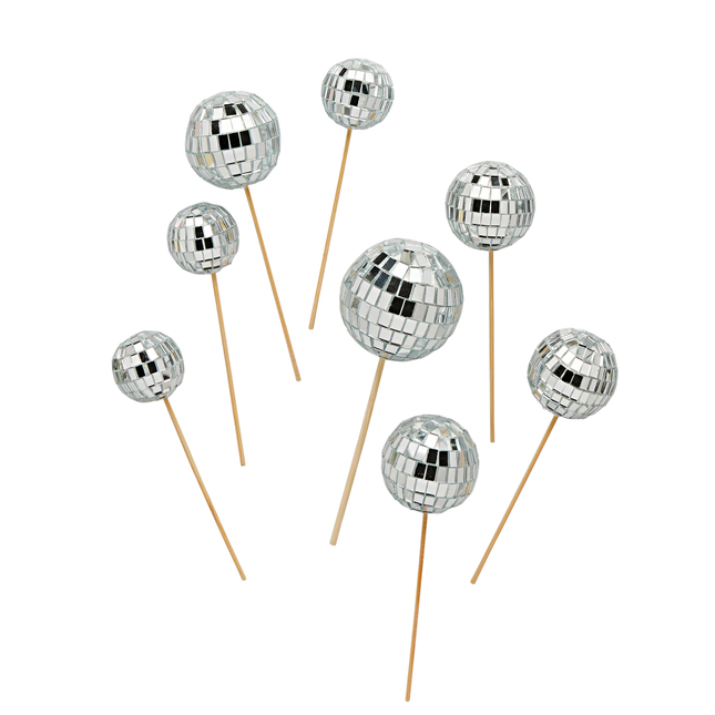 taartversiering zilveren discoballen