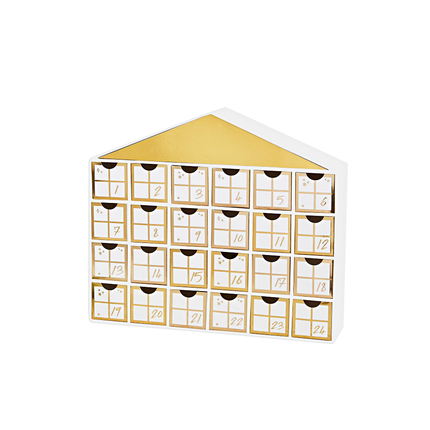 Advent kalender in het wit met goud