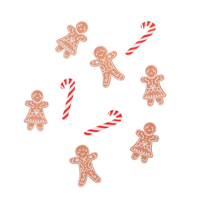 confetti gingerbread mannetjes en zuurstokken