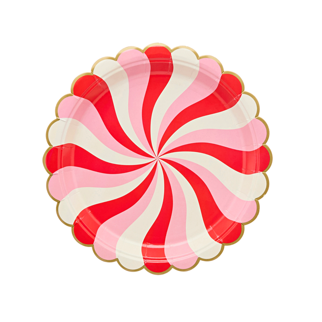 bordjes snoepjes rood en roze
