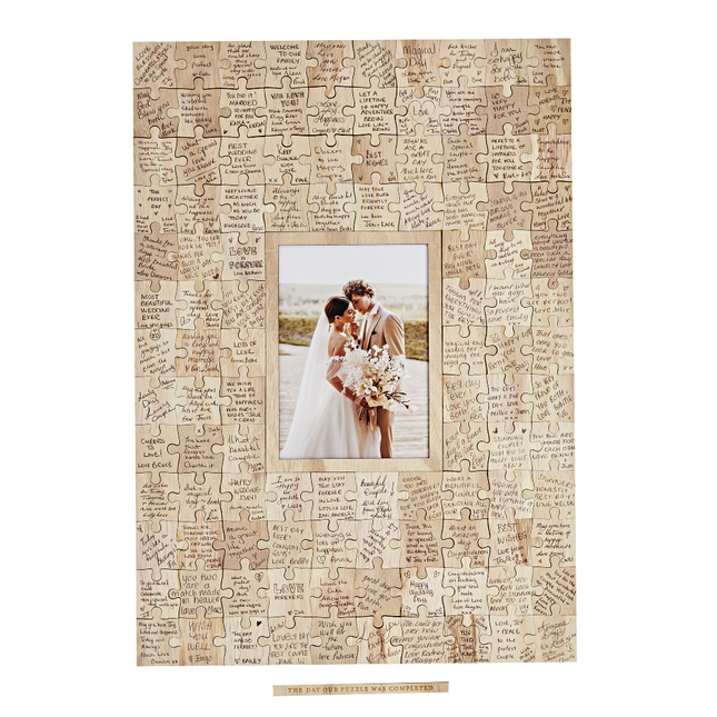 gastenboek houten puzzelstukjes