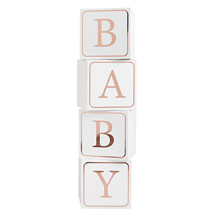 Witte blokken met rose gouden tekst baby