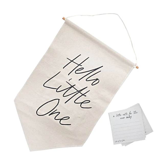 Canvas met tekst hello little one en kaartjes