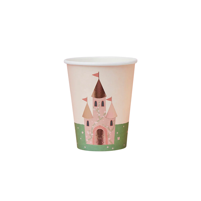 bekers met een kasteel in het lichtroze en rose goud