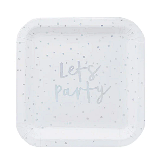 vierkant bordje met stippen en lets party