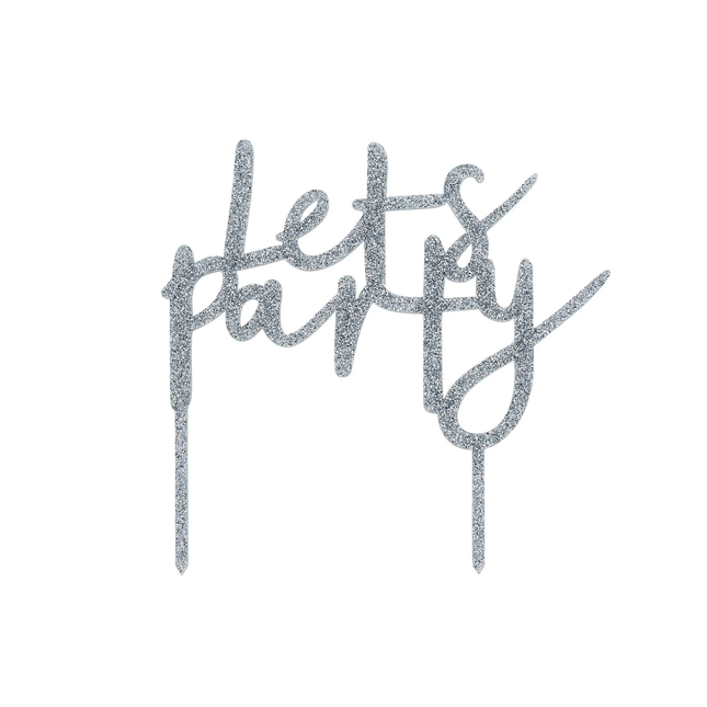 taart topper met lets party tekst