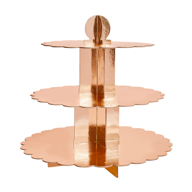 rose gouden standaard met drie verdiepingen