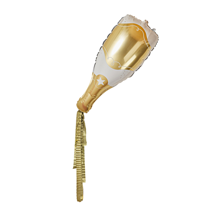 champagnefles in het goud en wit met tassels