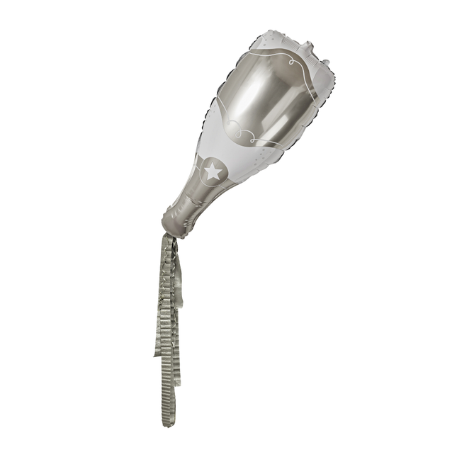 zilveren champagne fles met tassels