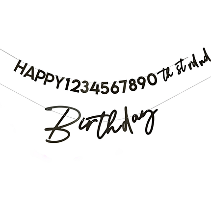zwarte slinger happy birthday personaliseerbaar