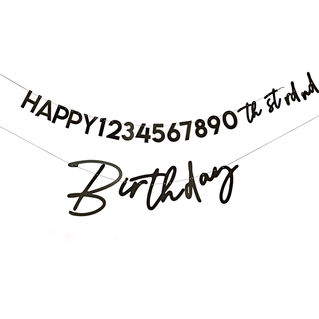 zwarte slinger happy birthday personaliseerbaar