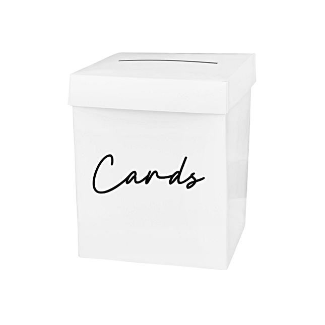 witte kaartendoos met acryl tekst cards