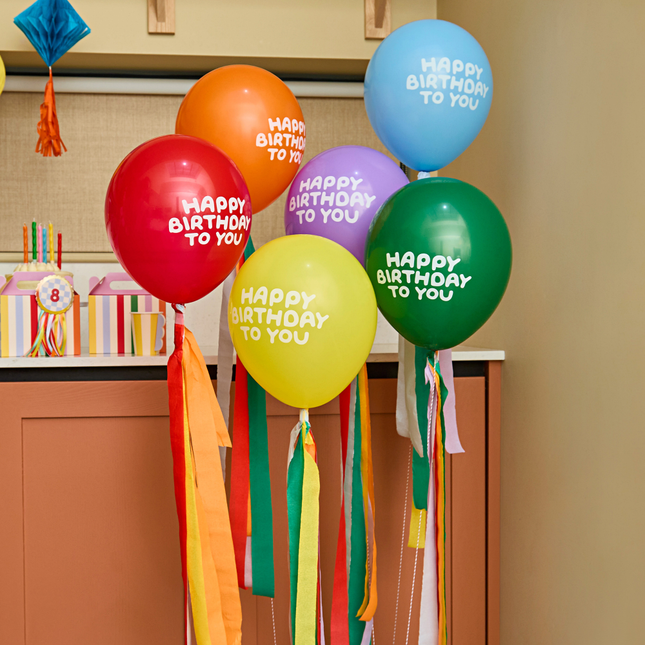 Multicolor Ballonnen met Tassels - Happy Birthday