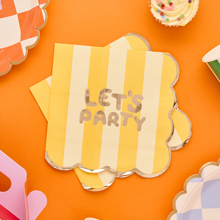 Servetten Let's Party- Gele Strepen