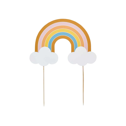 Taart topper regenboog met wolkjes