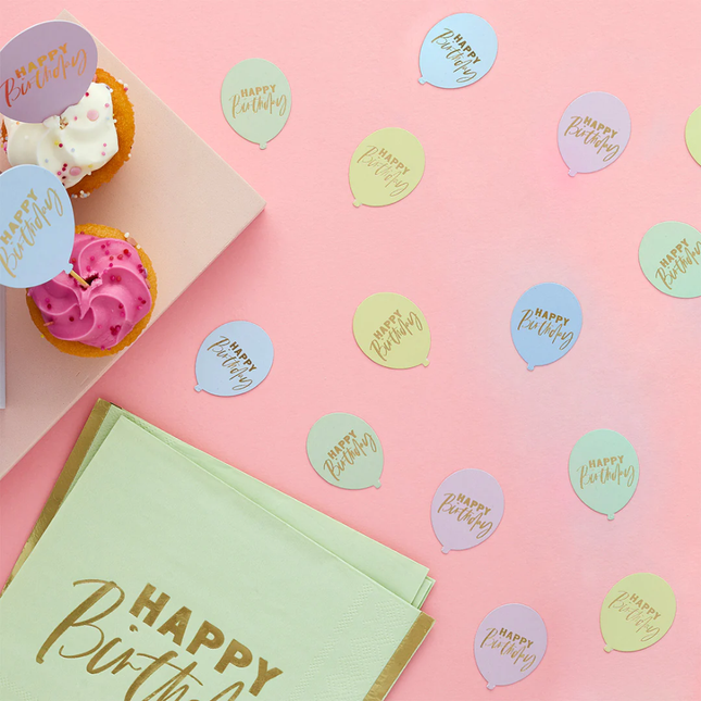ballonvormige confetti in pastelkleuren
