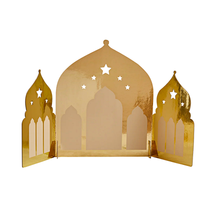 Gouden tempel standaard voor een hapjes tafel