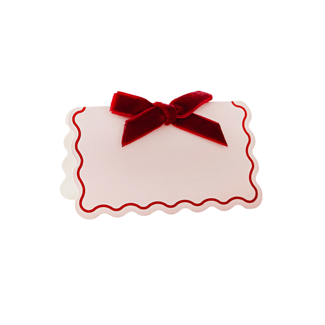 tafelkaartjes roze met rode strik