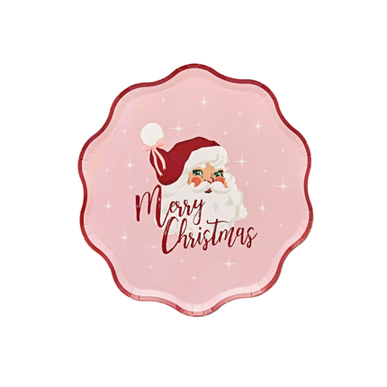 bordjes kerstman merry christmas roze en rood