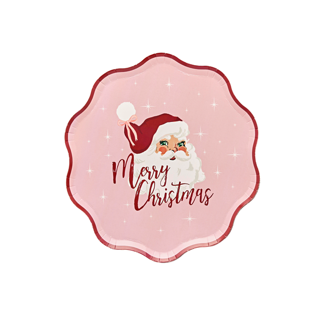bordjes kerstman merry christmas roze en rood