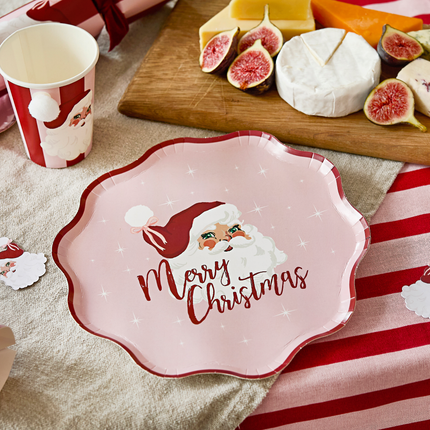 bordjes kerstman merry christmas roze en rood