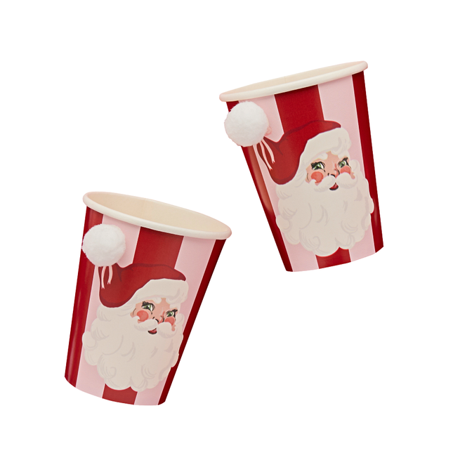 kerstman bekers met pom pom