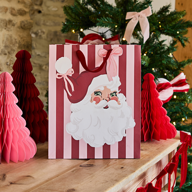 Cadeautas Kerstman - Roze & Rode Strepen