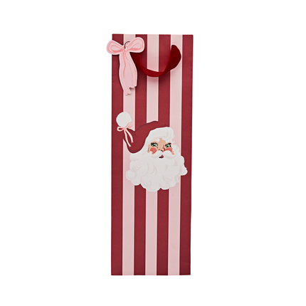 Cadeautas Vintage Kerstman - Roze & Rode Strepen