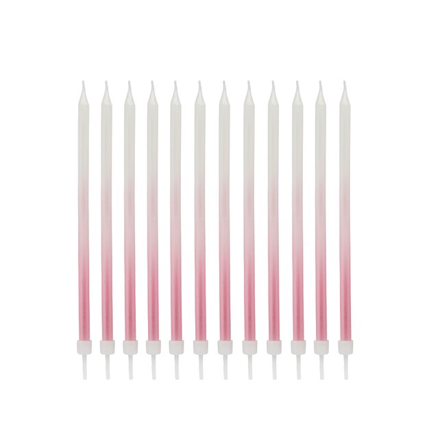 roze en witte ombre kaarsjes