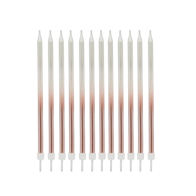 Taart Kaarsen Ombre Rosé Goud – 12 stuks
