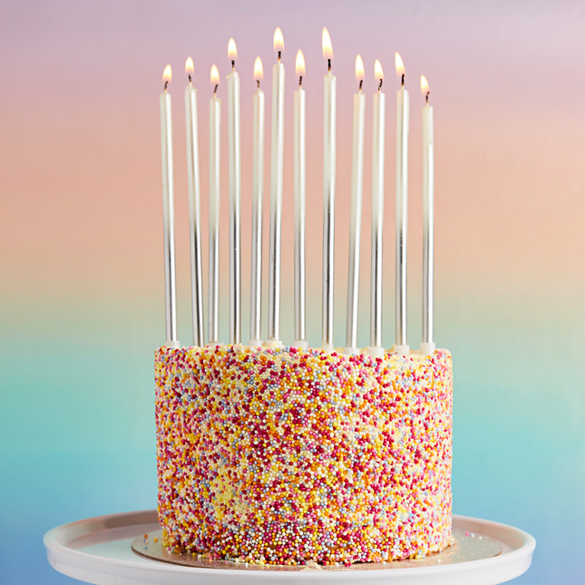 Zilveren ombre kaarsjes