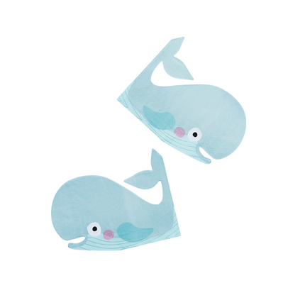servetten in de vorm van een walvis met een gezichtje