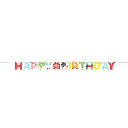 Letterslinger 'Happy Birthday' - Boerderijdieren