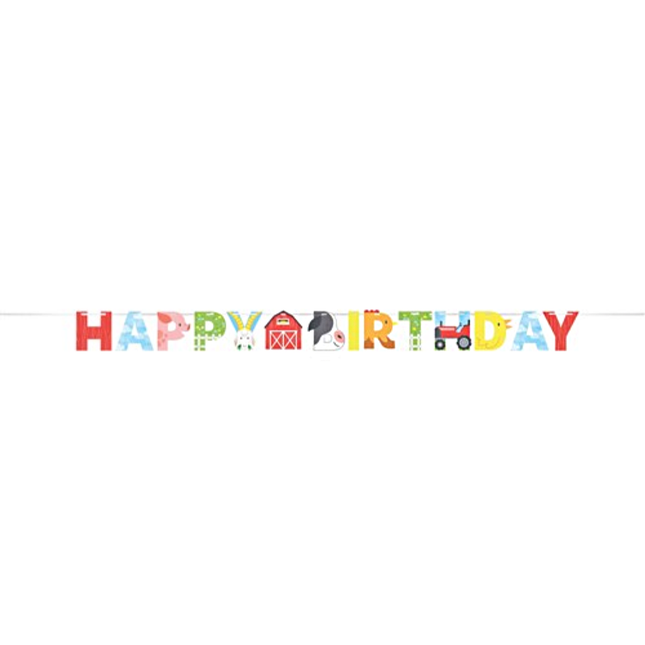 Letterslinger 'Happy Birthday' - Boerderijdieren