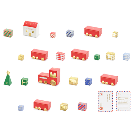 advent kalender kerst trein rood