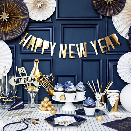 gouden en witte photo booth props voor oud en nieuw
