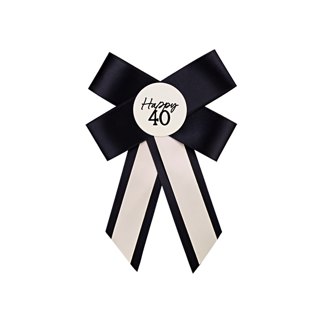 zwart met creme strik happy 40