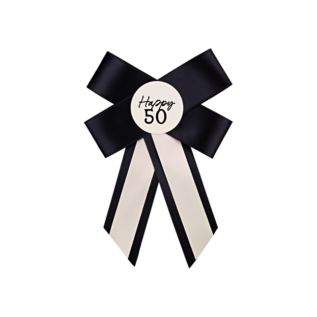 zwart met creme strik happy 50