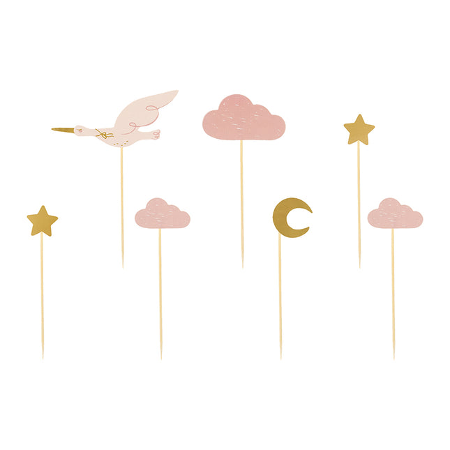 cake toppers met maan en sterren en wolkjes