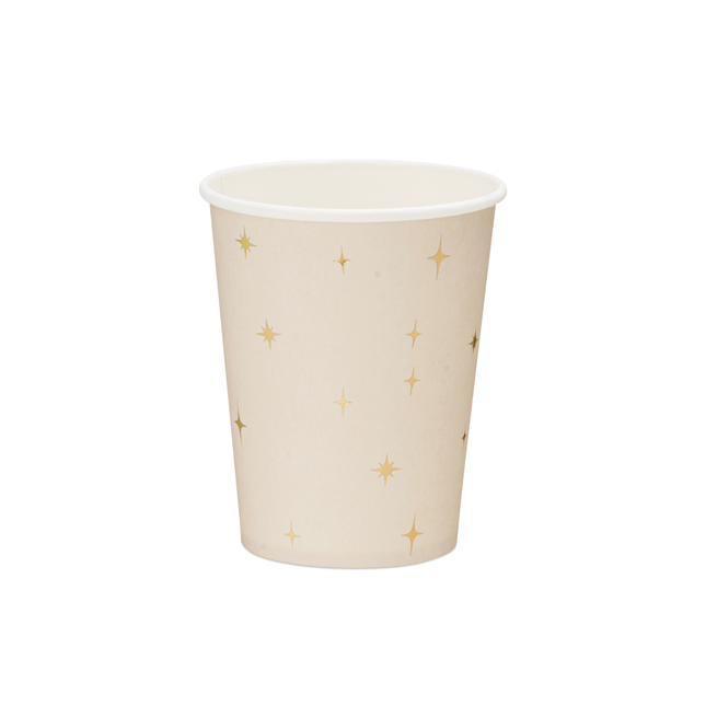 beige beker met gouden sterren