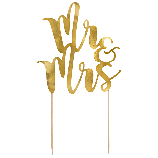 gouden taart topper mr & mrs