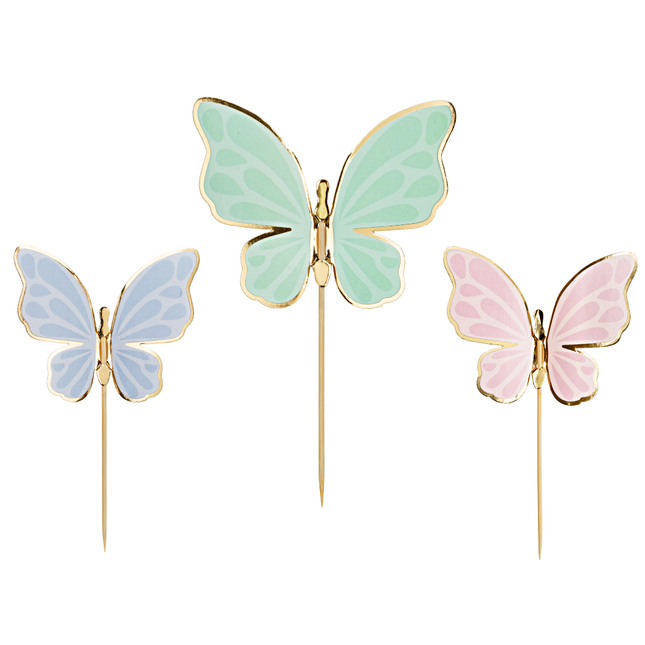 taart versiering vlinders in het mint, lila en roze