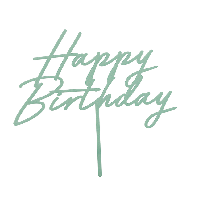 taart topper acryl saliegroen happy birthday