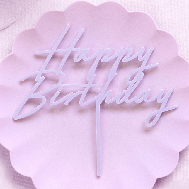 paarse taartversiering happy birthday