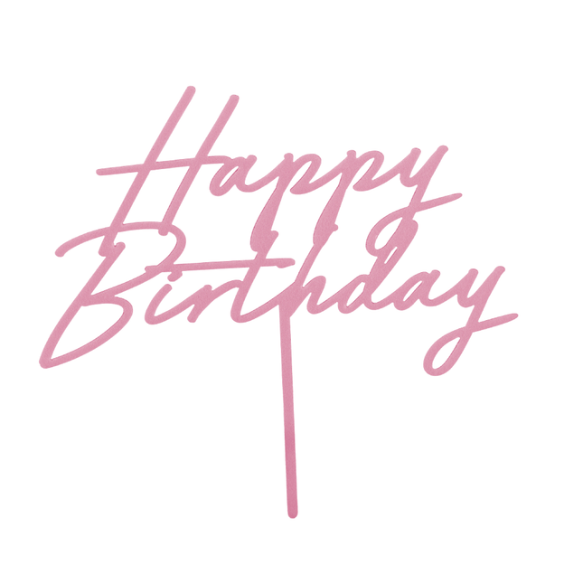 roze happy birthday taartversiering
