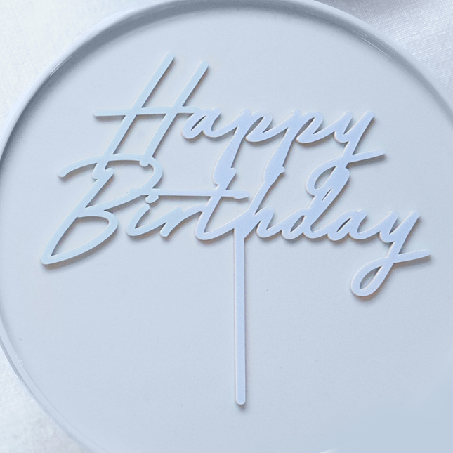 lichtblauwe happy birthday taarttopper