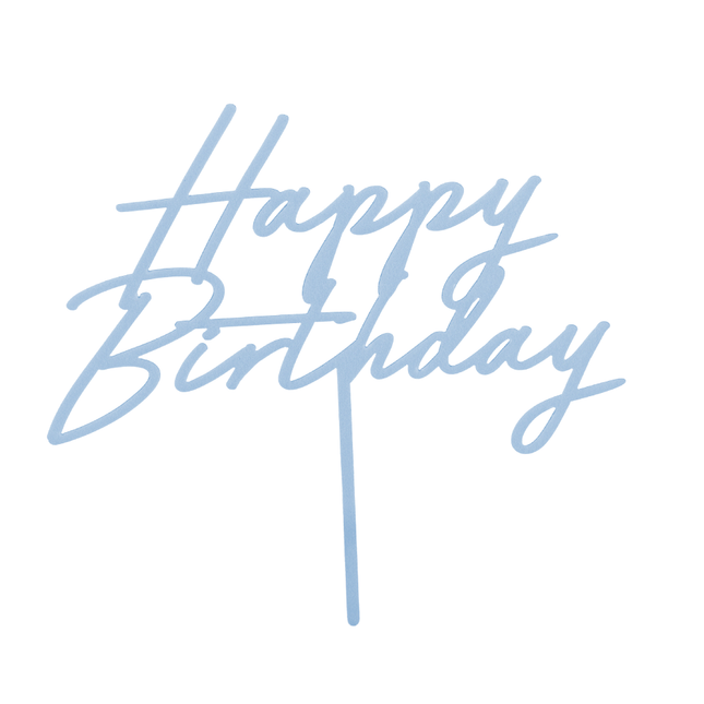 lichtblauwe happy birthday taarttopper